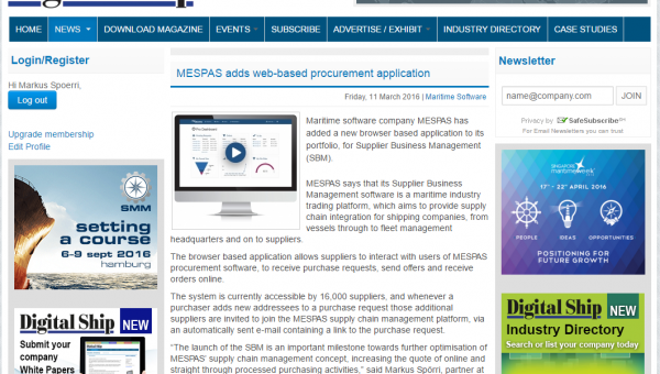 MESPAS Supplier Business Management (SBM) in the News